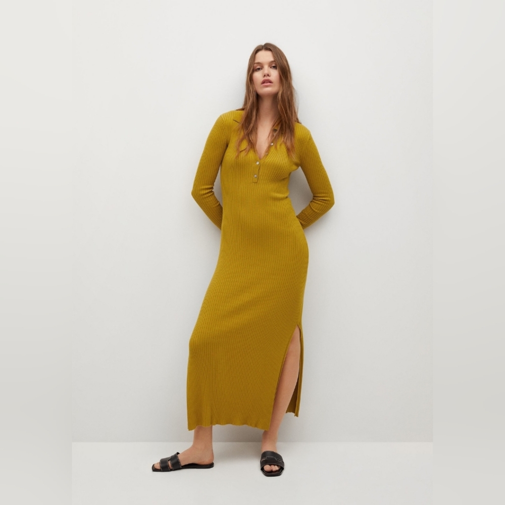 NWT Mango Ribbed Polo Maxi Dress